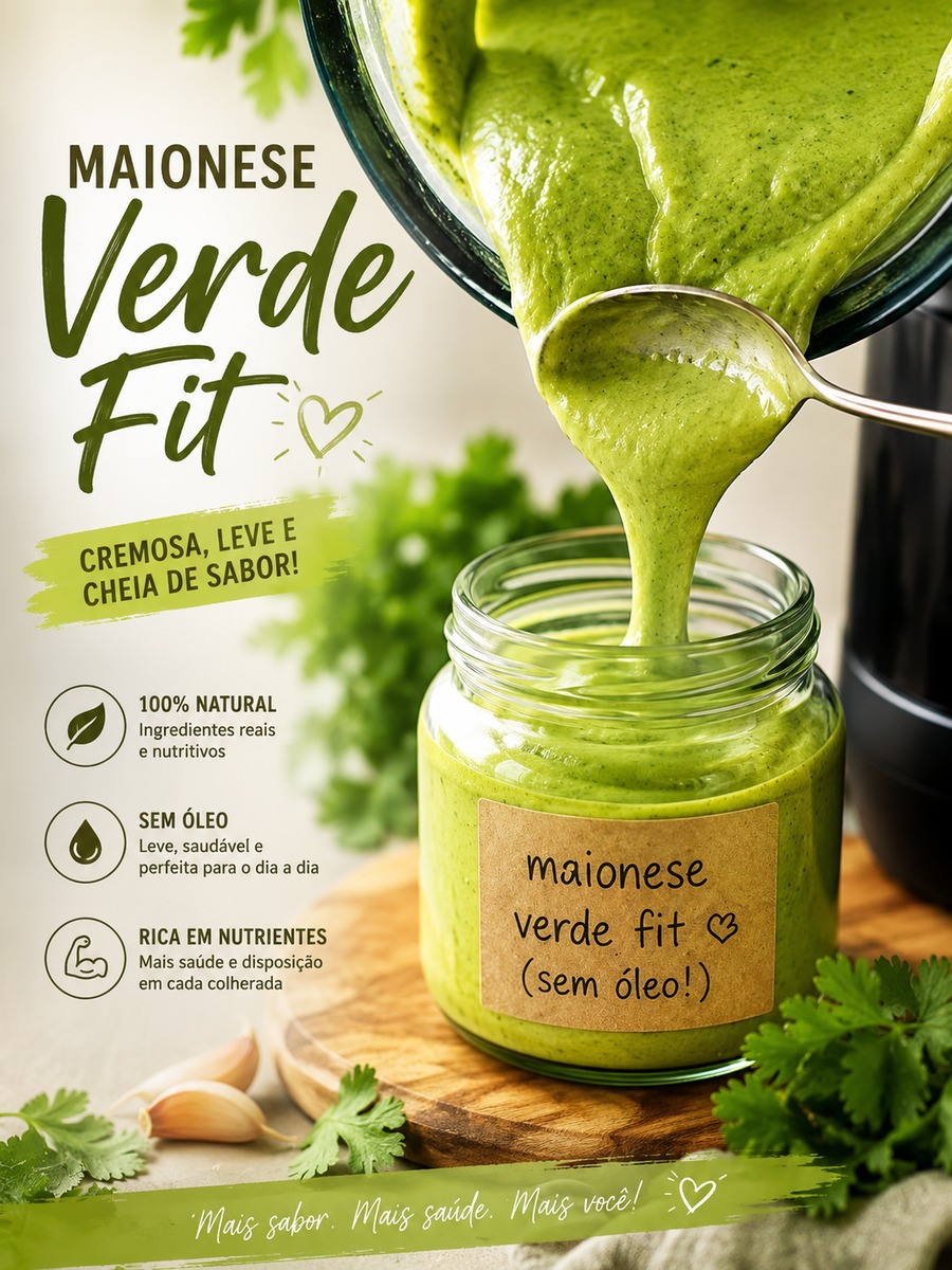Maionese Verde Fit sem óleo, drenante